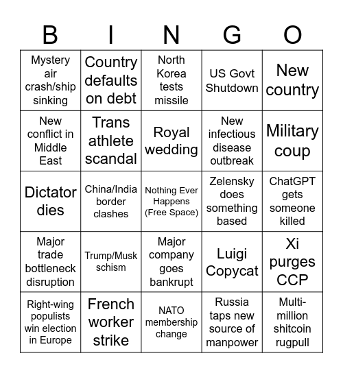 2025 Bingo Card