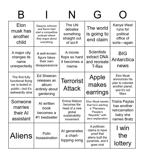 2025 Bingo Card