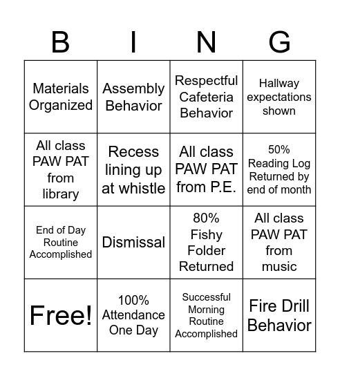 BING Bingo Card