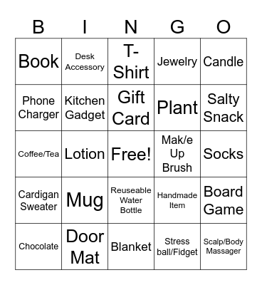 ER Gift Exchange Bingo Card