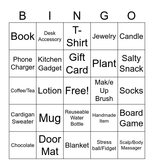 ER Gift Exchange Bingo Card