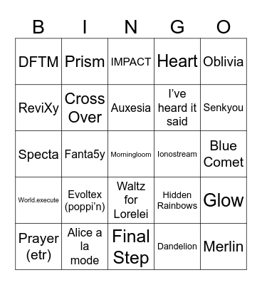 Reslia PM Bongo Bingo Card