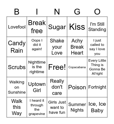 Music! Music! Music Bingo Card