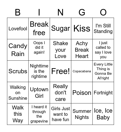 Music! Music! Music Bingo Card