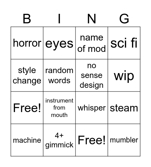 Incredibox Mod cliches Bingo Card