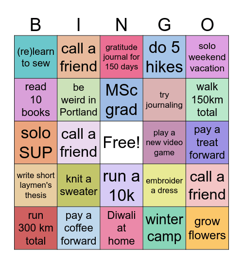2025 Bingo Card
