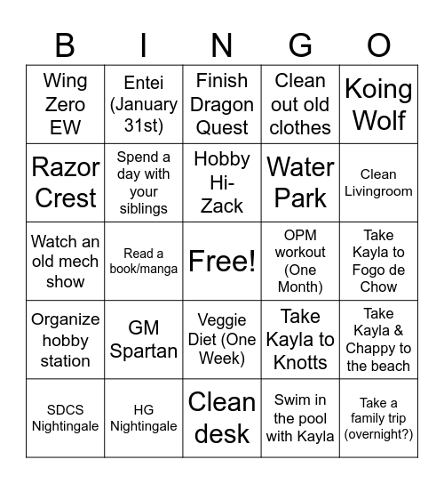 2025 Bingo Card