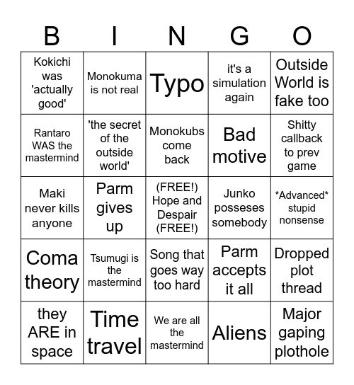 DRv3 Finale Bingo! Bingo Card
