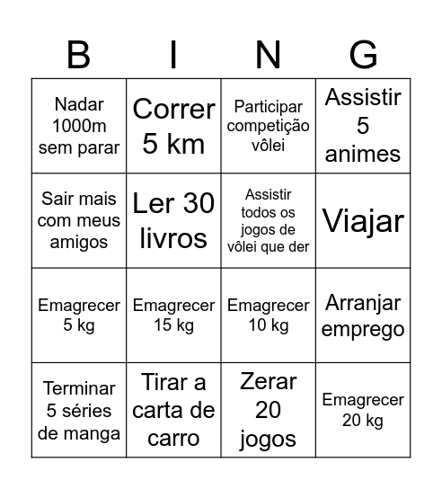 2025 Bingo Card