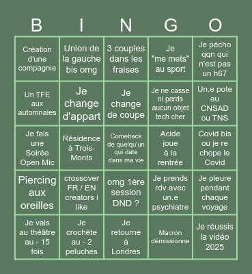 2025 Bingo Card
