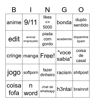 instagram bingo Card