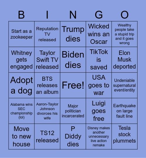 2025 Bingo Card