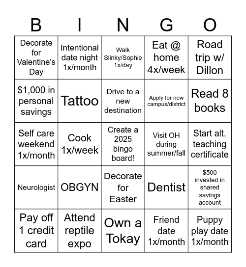 Taylor’s 2025 Bingo Card Bingo Card