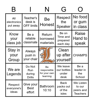 6th ILA Expectations Bingo Card