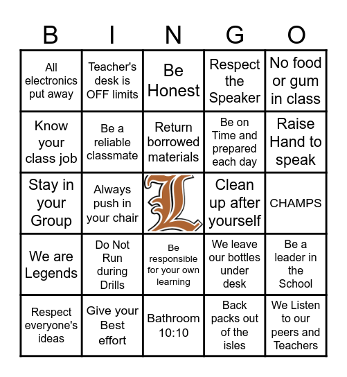 6th ILA Expectations Bingo Card