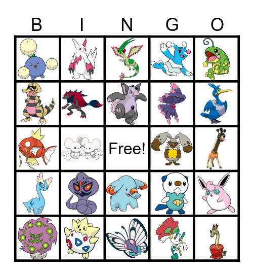 POKEMON BINGO Card