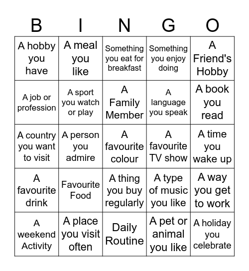 WH - QUESTIONS Bingo Card