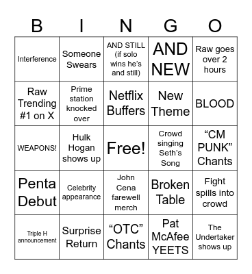 RAW ON NETFLIX DEBUT BINGO CARD BY ASPECT & HIVISE Bingo Card
