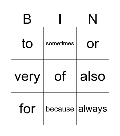 Preposiciones 5o grado Bingo Card