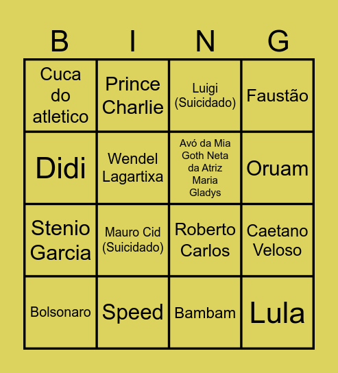FAMOSOS Bingo Card
