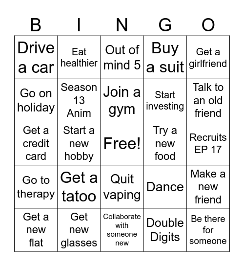 2025 Bingo Card