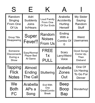 SEKAI Bingo Card Bingo Card