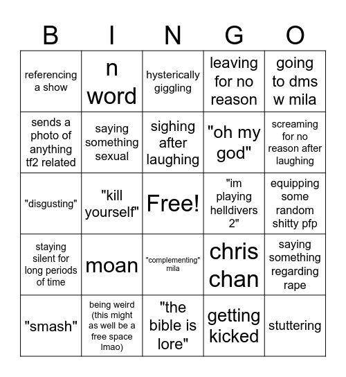 Roozbeh BINGO Card