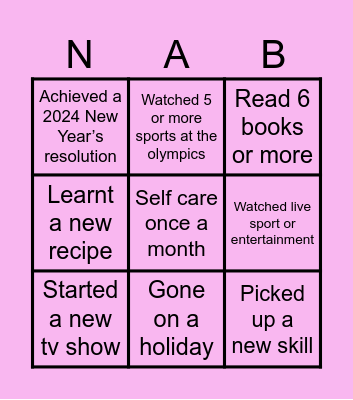 2024 Bingo Card