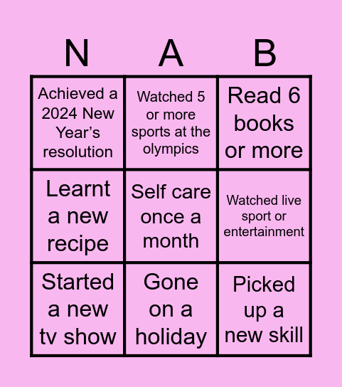2024 Bingo Card