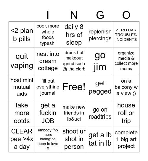 2025 BINGO CARD Bingo Card