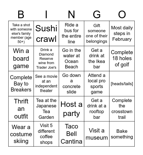 SF Bingo 2025 Bingo Card