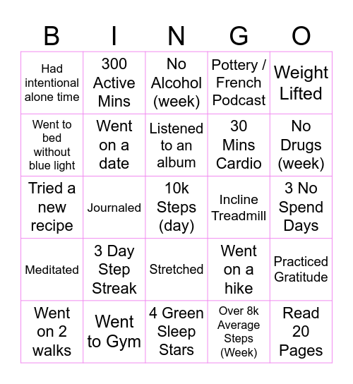 2025 HOT GIRL BINGO Card