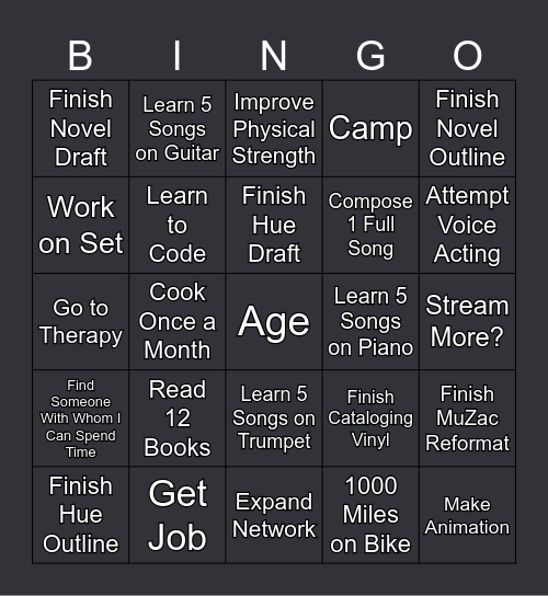 Zac 2025 Bingo Card