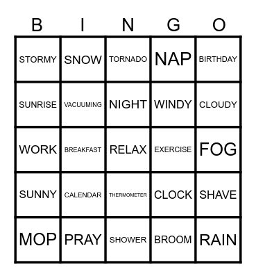 EnglishConnect 1 Lesson 13 Bingo Card