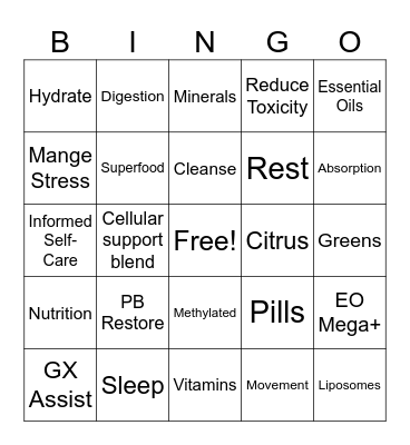 Foundational Wellness Bingo Card