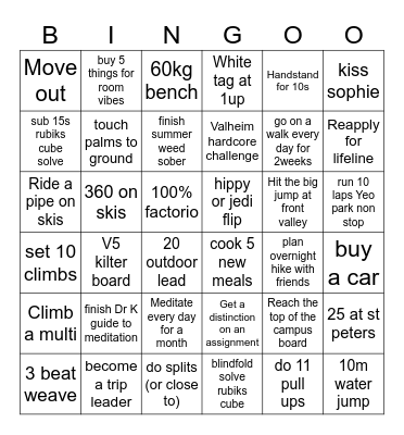 Jaydoom 2025 bingo Card