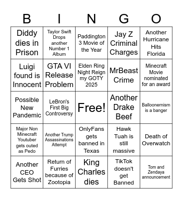 2025 Bingo Card