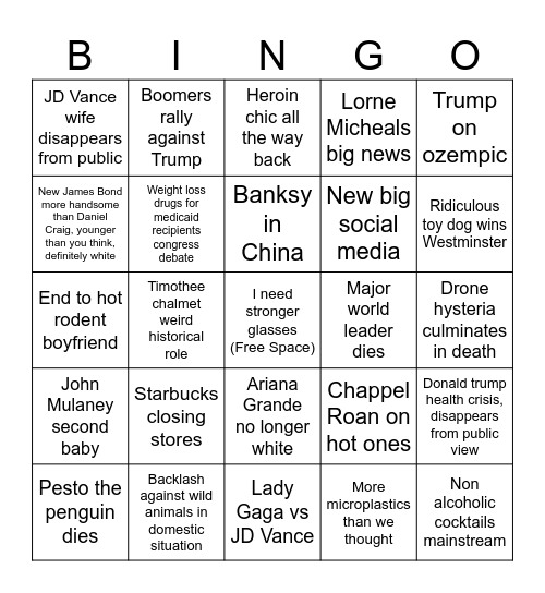 2025 Bingo Card