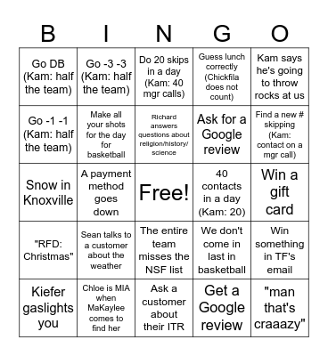 January Bingo Card
