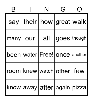 65 Red Word Bingo Card