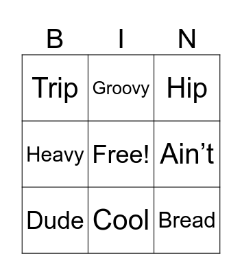 60s Bingo Card