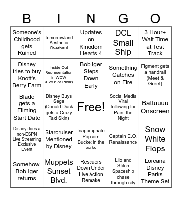 Disney Bingo 2025 Bingo Card