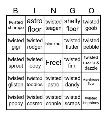dandys world bingo time Bingo Card