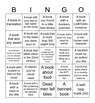 2025 Overbooked Book Bingo Card