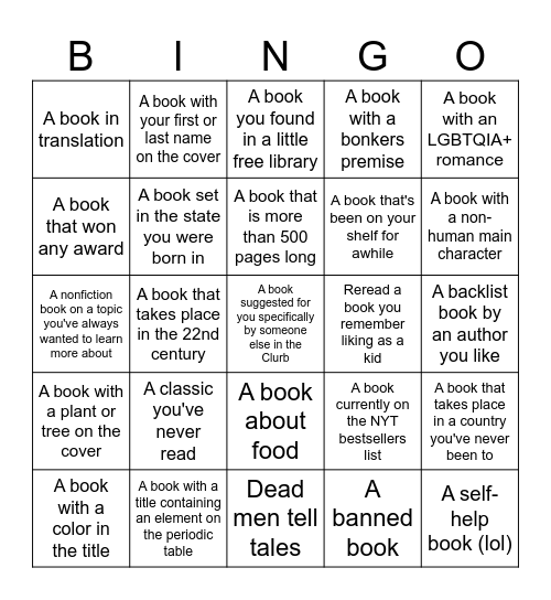 2025 Overbooked Book Bingo Card