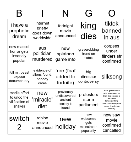 2025 bingo Card