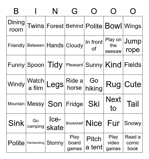 Let's go Bingo Card