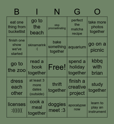 Bingo Resolutions (2025) Bingo Card