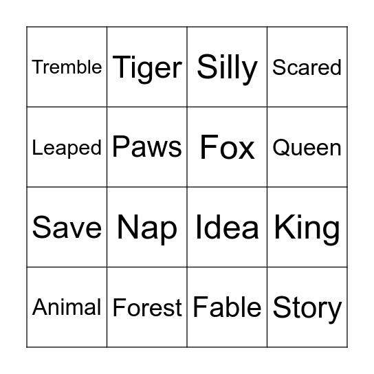 The King of the Forest Bingo Card