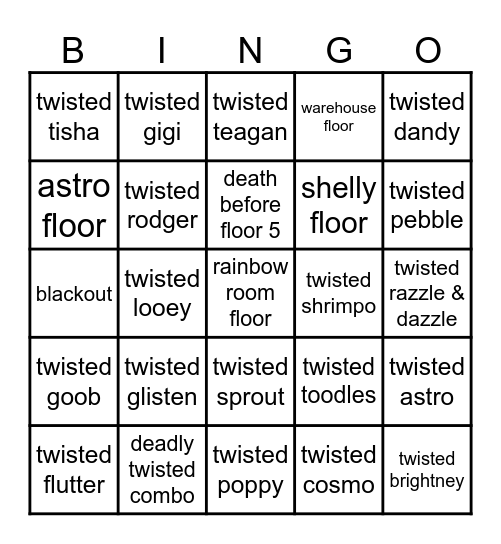 dandys world bingo time Bingo Card